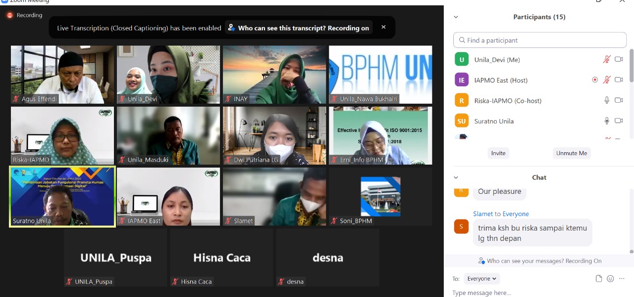 BPHM Mengikuti Pelatihan Auditor ISO Tahun 2022